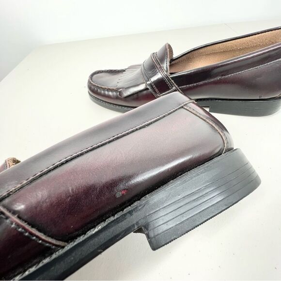 Bass Parker Leather Slip On Loafer Burgundy With Buckle 0293601 9.5 - Picture 8 of 12